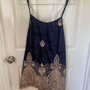 Free People Navy and Gold Embellished Dress